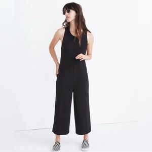 Madewell Black Cropped Jumpsuit with Wide-Leg Design